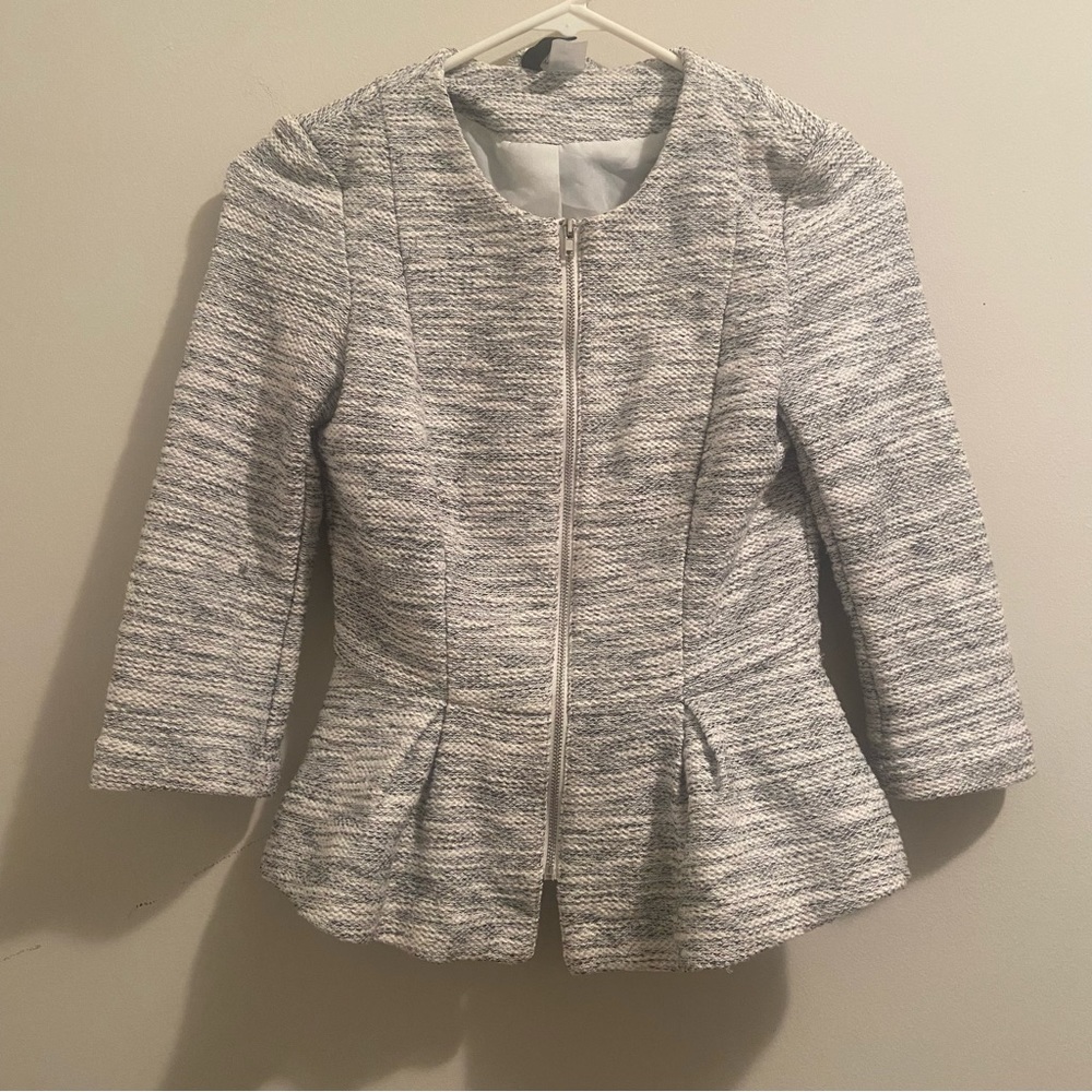 H&M Gray Structured Blazer with Peplum Waist
